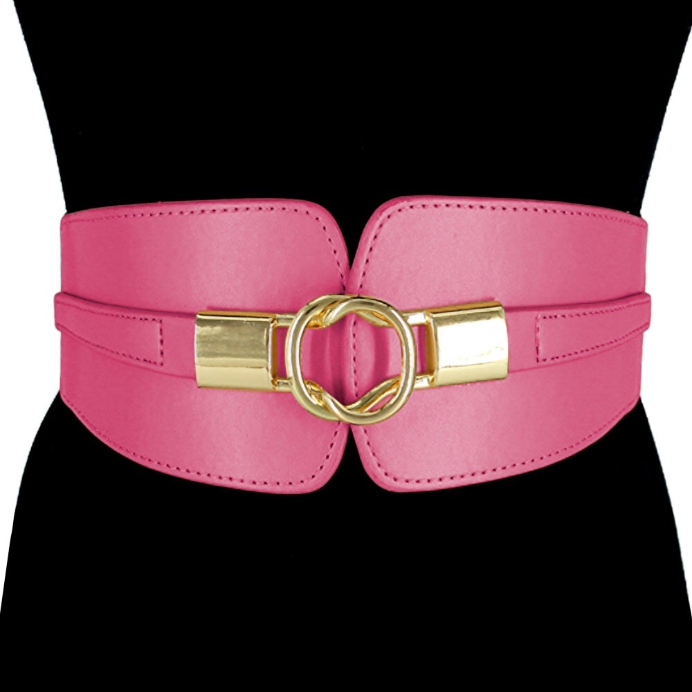 Pink & Gold Wide Waist Corset Statement Belt